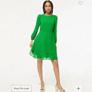 NWOT JCREW FACTORY | Green Ruffle Long Sleeve Dress 🍀